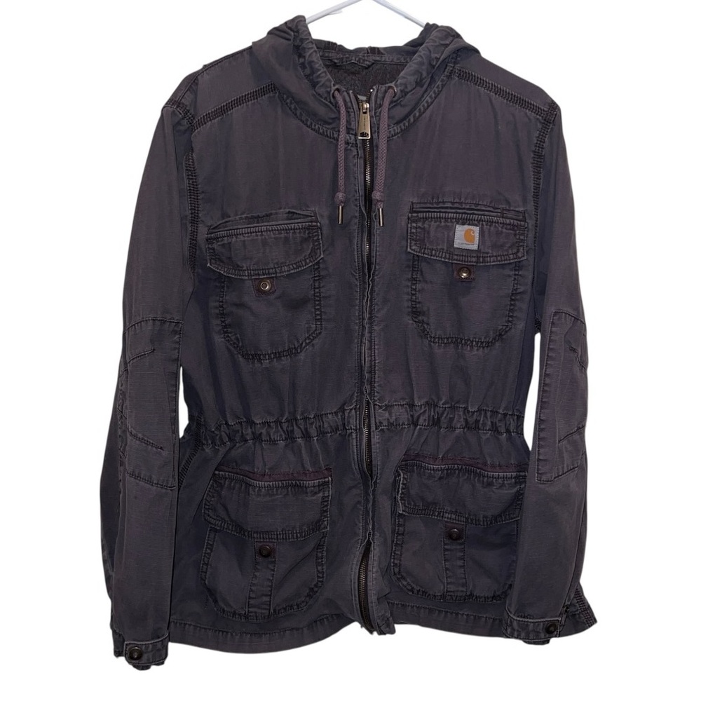 Carhartt El Paso Utility Jacket Hooded Field Coat Cinched Waist Grey- Size XL - Picture 5 of 12